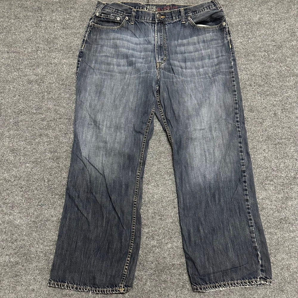 True Nation Jeans Mens Size 44 Blue Relaxed Fit Cotton Denim Straight Leg Casual